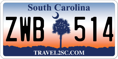 SC license plate ZWB514