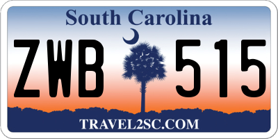 SC license plate ZWB515