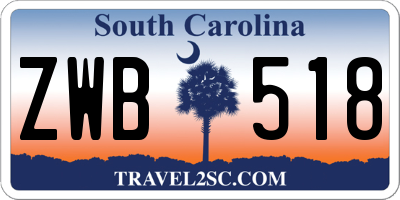 SC license plate ZWB518