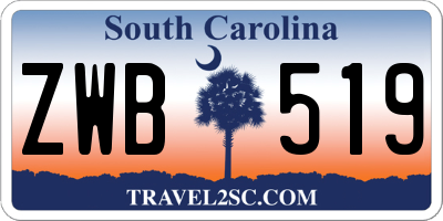 SC license plate ZWB519