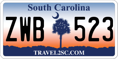 SC license plate ZWB523