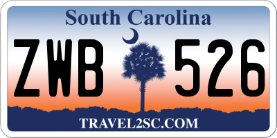 SC license plate ZWB526