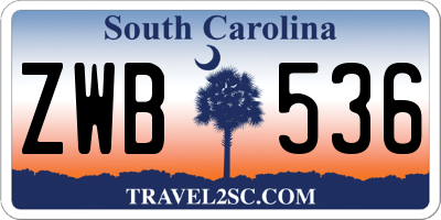 SC license plate ZWB536