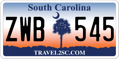 SC license plate ZWB545