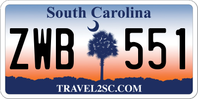 SC license plate ZWB551