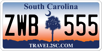 SC license plate ZWB555