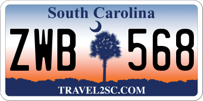 SC license plate ZWB568