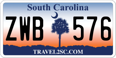 SC license plate ZWB576