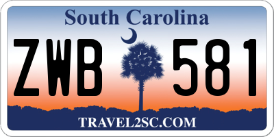 SC license plate ZWB581