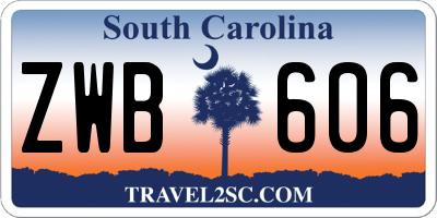 SC license plate ZWB606