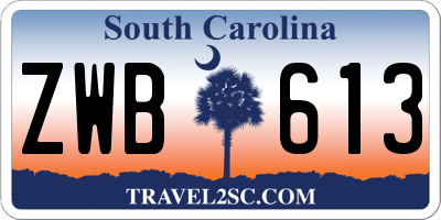SC license plate ZWB613