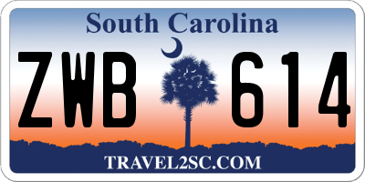 SC license plate ZWB614