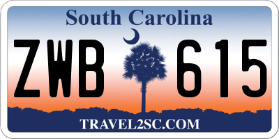 SC license plate ZWB615