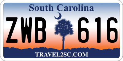 SC license plate ZWB616