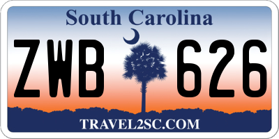 SC license plate ZWB626