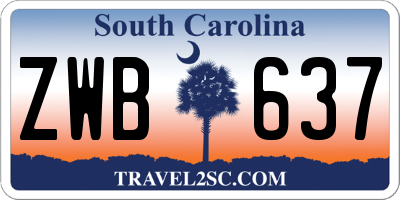 SC license plate ZWB637