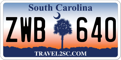 SC license plate ZWB640