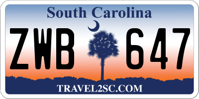SC license plate ZWB647