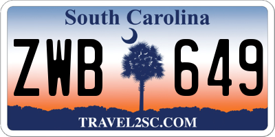 SC license plate ZWB649
