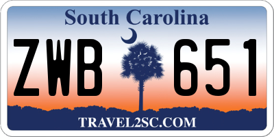 SC license plate ZWB651
