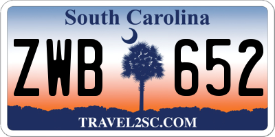SC license plate ZWB652
