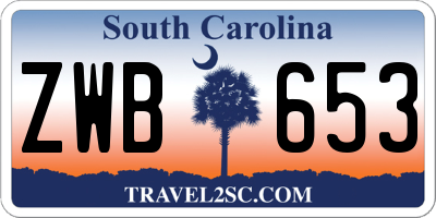 SC license plate ZWB653