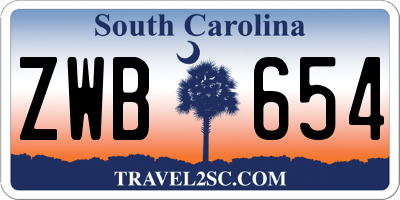 SC license plate ZWB654