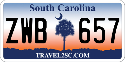 SC license plate ZWB657