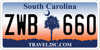 SC license plate ZWB660