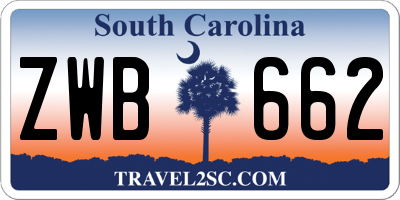SC license plate ZWB662