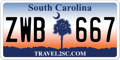 SC license plate ZWB667