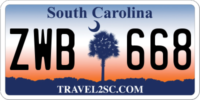 SC license plate ZWB668
