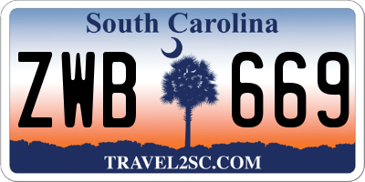 SC license plate ZWB669