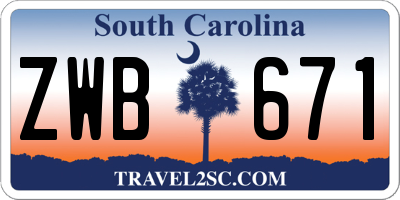 SC license plate ZWB671