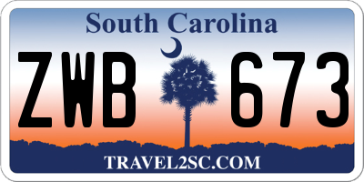 SC license plate ZWB673
