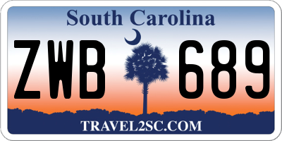SC license plate ZWB689