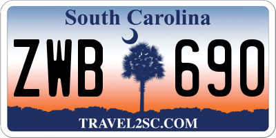 SC license plate ZWB690