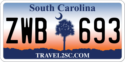 SC license plate ZWB693