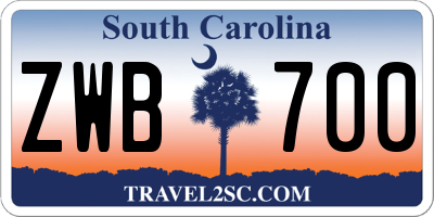 SC license plate ZWB700