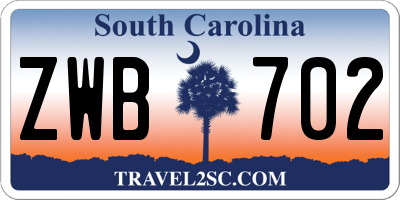 SC license plate ZWB702