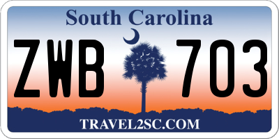 SC license plate ZWB703