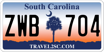 SC license plate ZWB704