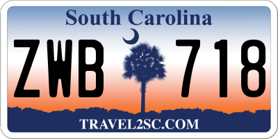 SC license plate ZWB718
