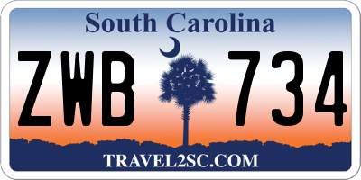 SC license plate ZWB734
