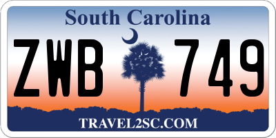 SC license plate ZWB749