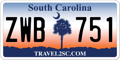 SC license plate ZWB751