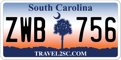 SC license plate ZWB756