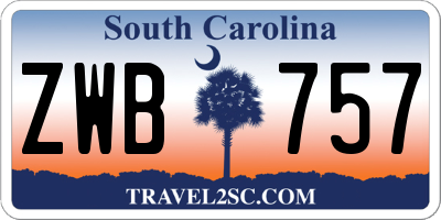 SC license plate ZWB757