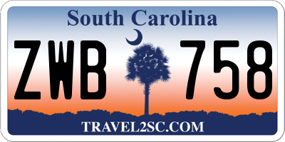 SC license plate ZWB758