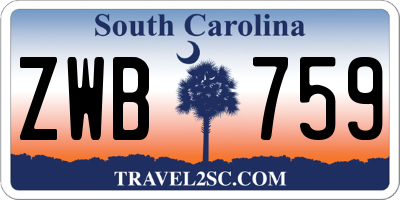 SC license plate ZWB759